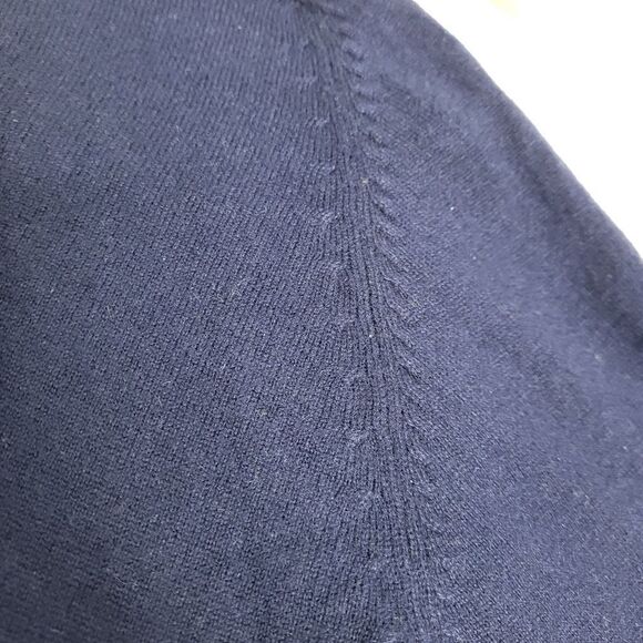 VINTAGE 80s sweater navy blue cashmere crew neck‎ fitted S - Picture 4 of 9